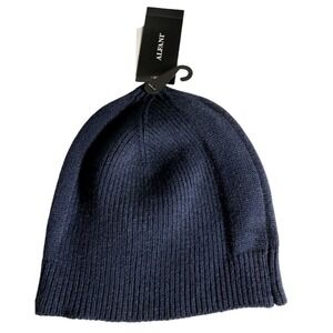 ALFANI Men's Navy Blue Dressy Solid Ribbed-Knit Beanie Hat Cap one size new